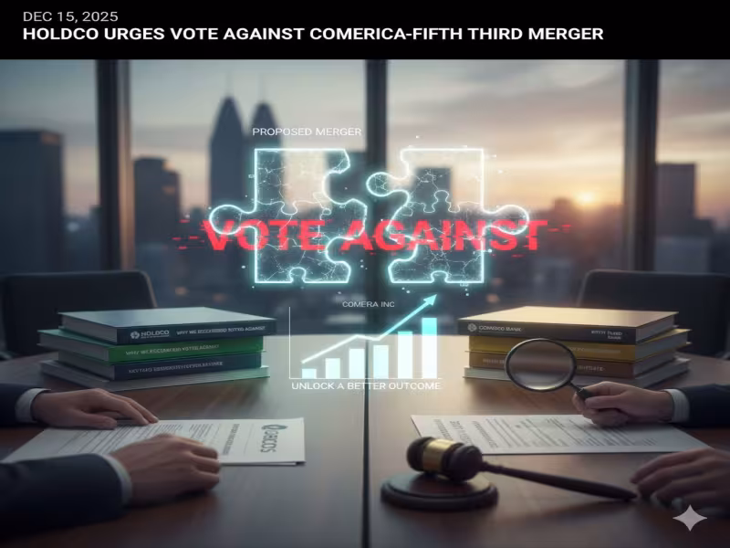 HoldCo Urges Comerica Shareholders to Vote Against Fifth Third Deal, Citing Process Flaws, Valuation, and Litigation